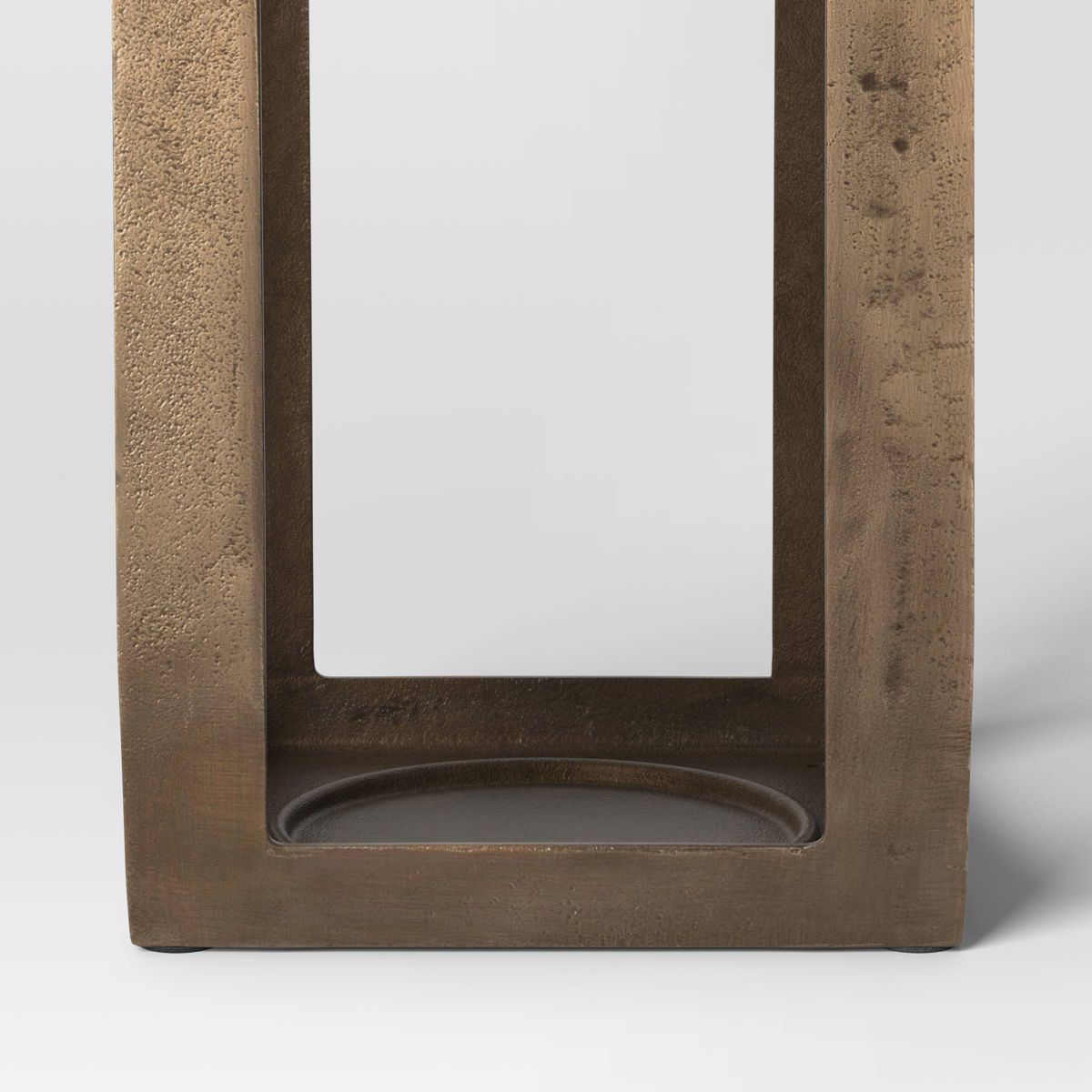 21.875" x 8" Pillar Cast Aluminum Lantern Candle Holder Gold - Threshold™
