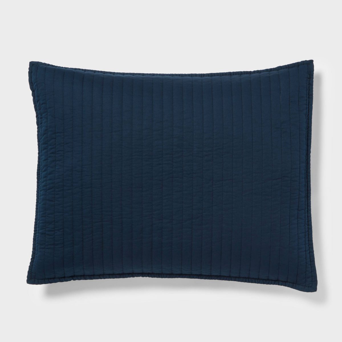 Standard Washed Cotton Sateen Quilt Sham Dark Navy - Threshold™: 250 Thread Count, OEKO-TEX Certified, Machine Washable