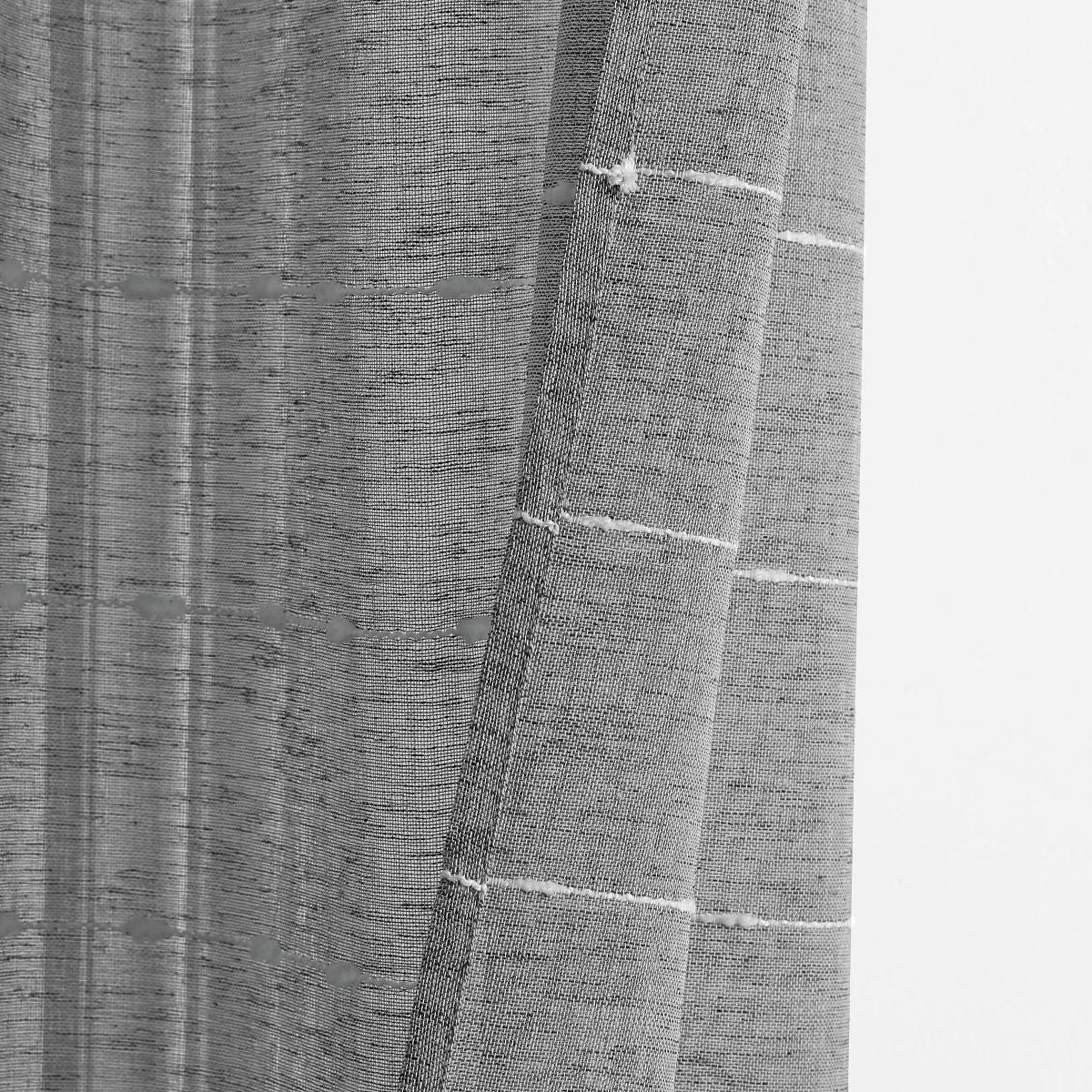 Set of 2 (120"x38") Farmhouse Textured Grommet Sheer Window Curtain Panels Dark Gray - Lush Décor: Polyester, Stripe