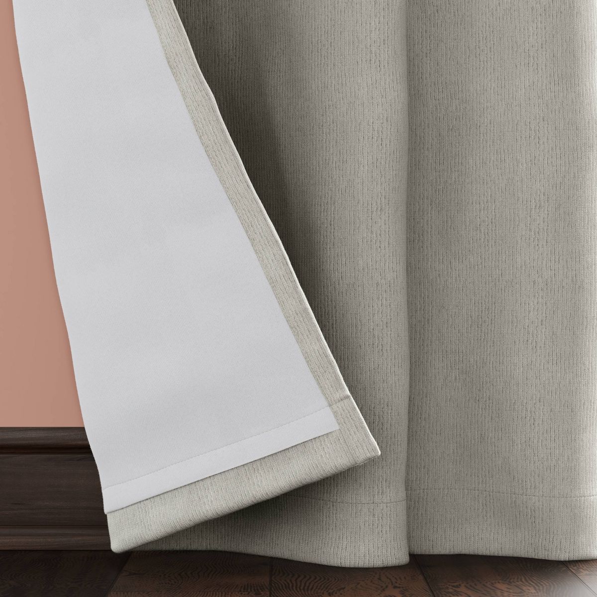 50"x84" Blackout Corded Ribbed Curtain Panel Gray - Threshold™: Woven Polyester, Stripe Pattern, OEKO-TEX Certified
