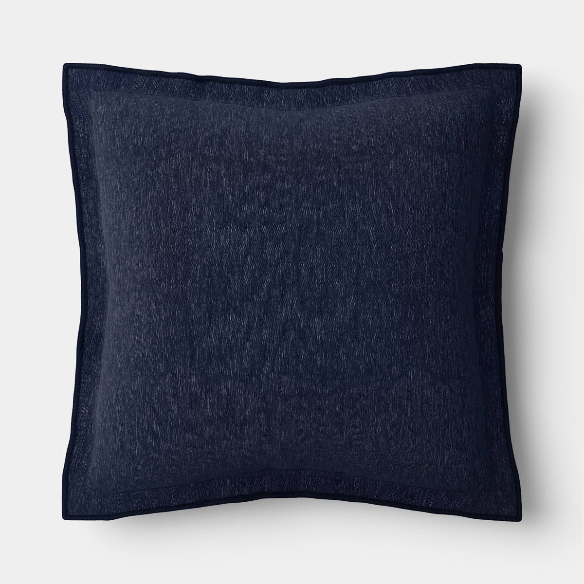 20"x20" Heathered Solid Double Flange Pillow Navy - Threshold™