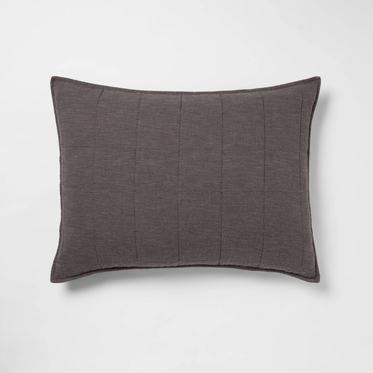 Standard Space Dyed Cotton Linen Sham Dark Gray - Threshold™: OEKO-TEX Certified, Woven Texture, Zipper Closure