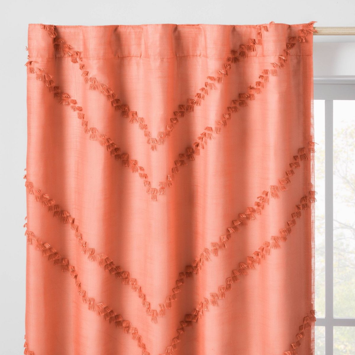 42"W x 84"L Chevron Clip Dotted Sheer Overlay Kids' Blackout Window Curtain Panel Pink - Pillowfort™
