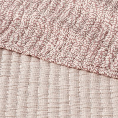 King Reversible Matelasse Swirl Quilt Purple - Threshold: Jacquard, OEKO-TEX Certified, Lightweight