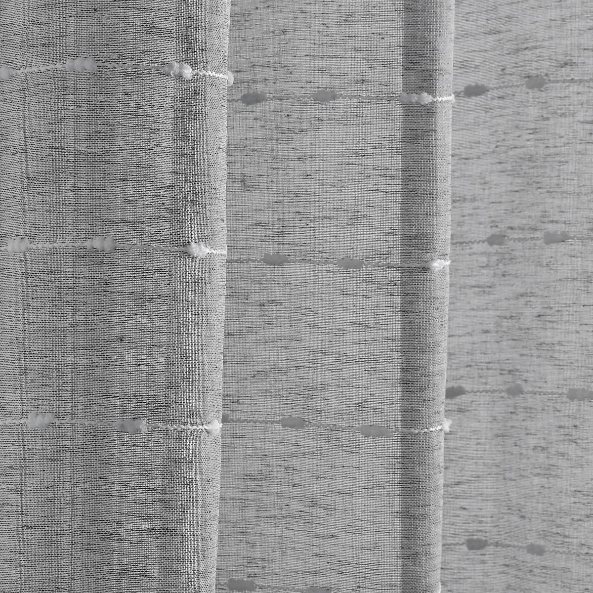 Set of 2 (120"x38") Farmhouse Textured Grommet Sheer Window Curtain Panels Dark Gray - Lush Décor: Polyester, Stripe