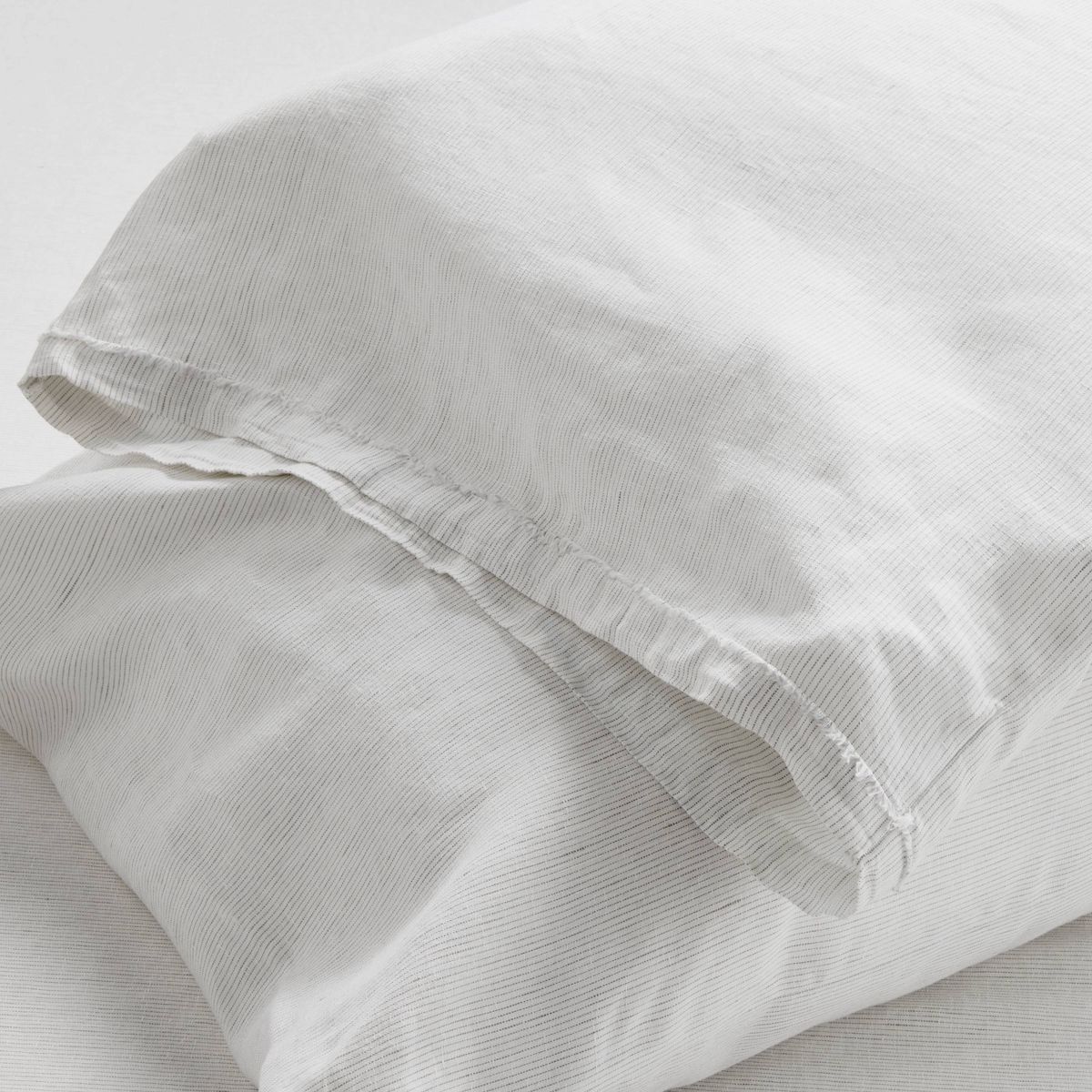 King 100% Linen Pillowcases Gray Micro Striped - Casaluna™