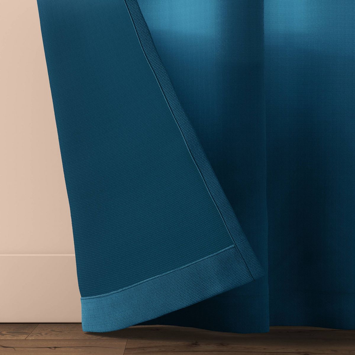 34"x95" Light Filtering Pebble Satin Curtain Panel with Pinch Pleat Constellation Blue - Threshold™: Traditional Indoor Decor