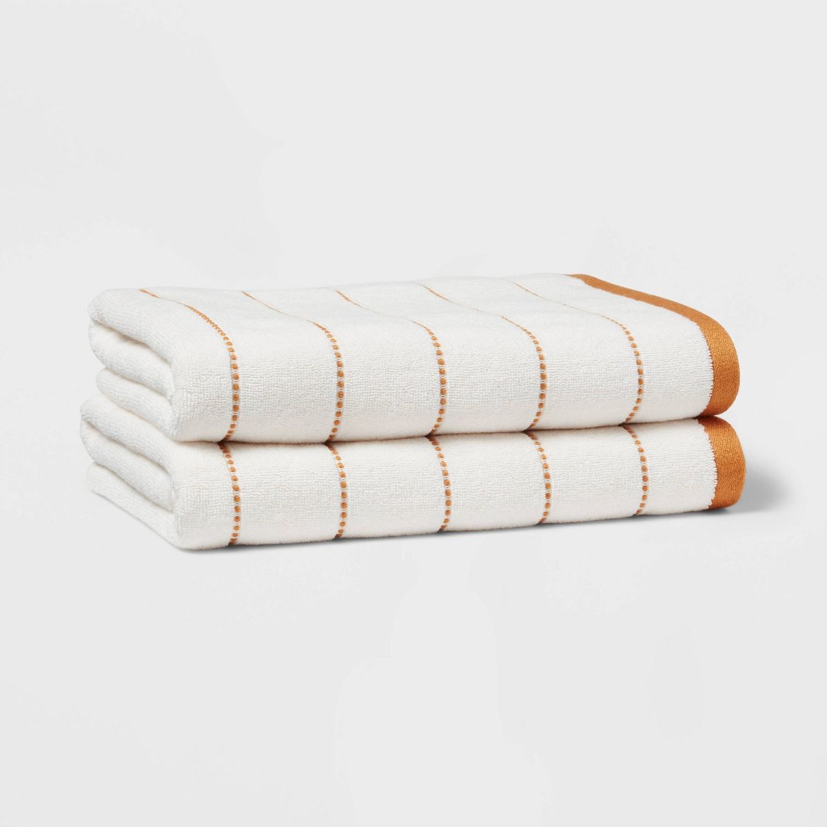 2pc Modern Pinstripe Bath Towel  White/Yellow - Threshold™