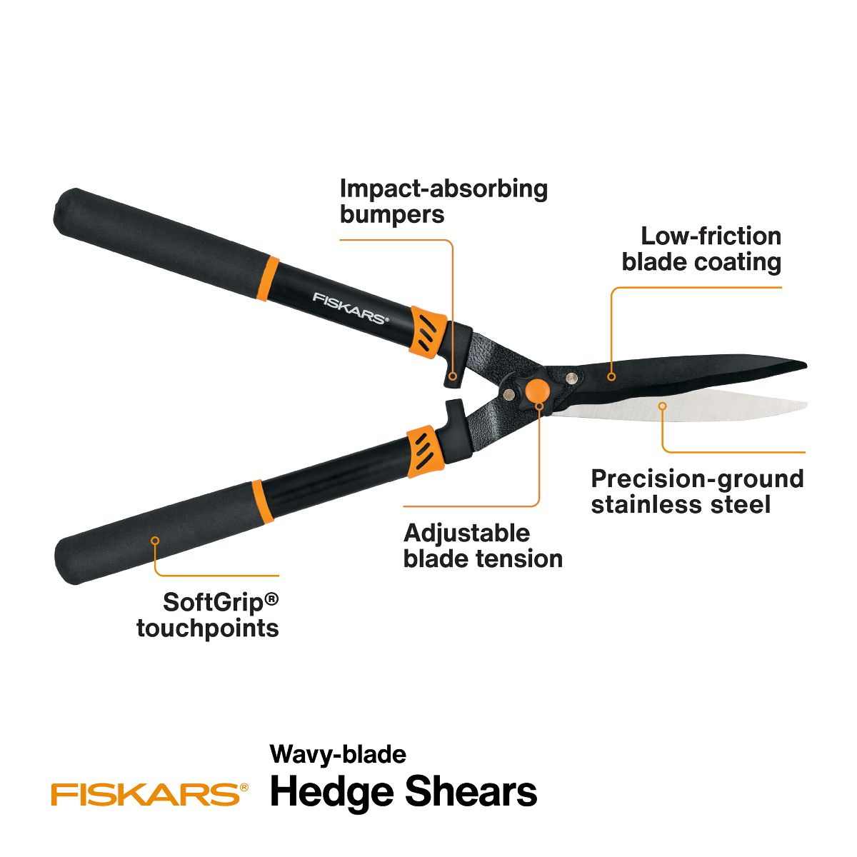 Fiskars 3pc Tree & Shrub Care Set: Rust-Resistant Steel, Lifetime Limited Warranty