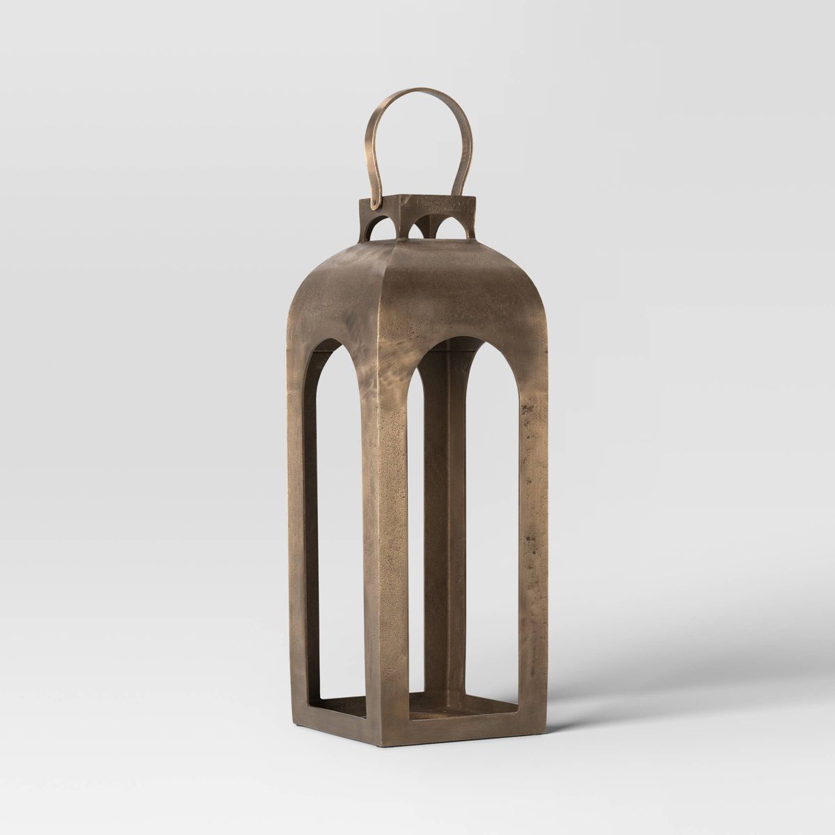 21.875" x 8" Pillar Cast Aluminum Lantern Candle Holder Gold - Threshold™