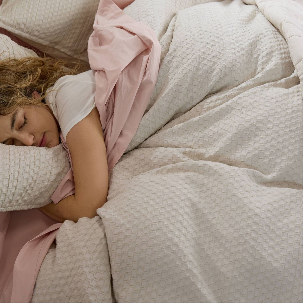 Full/Queen Honeycomb Cotton Duvet Cover & Sham Set Parchment - Parachute for Target