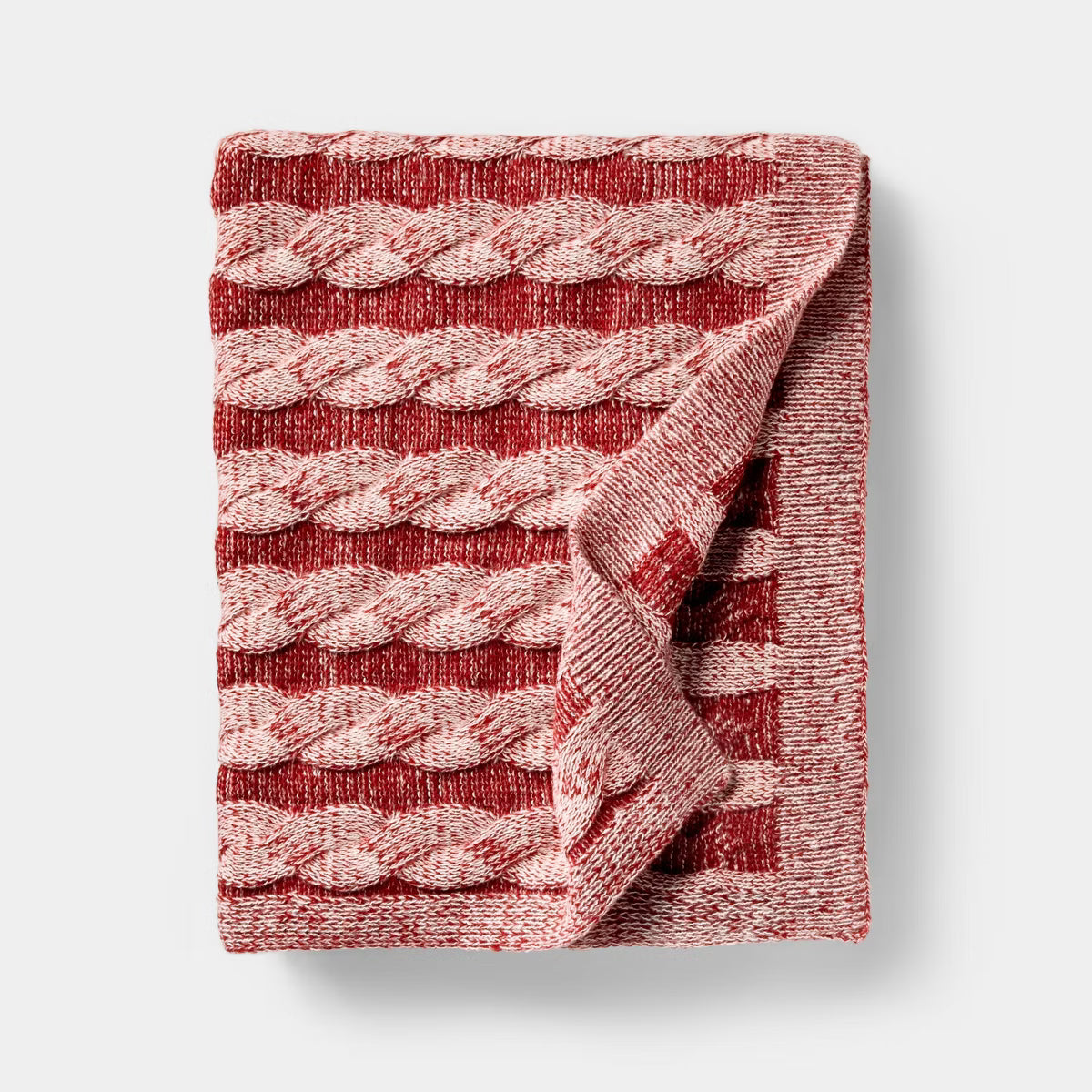 Twisted Cable Throw Blanket Burgundy and Cream 50"x60" - Threshold designed with Studio McGee