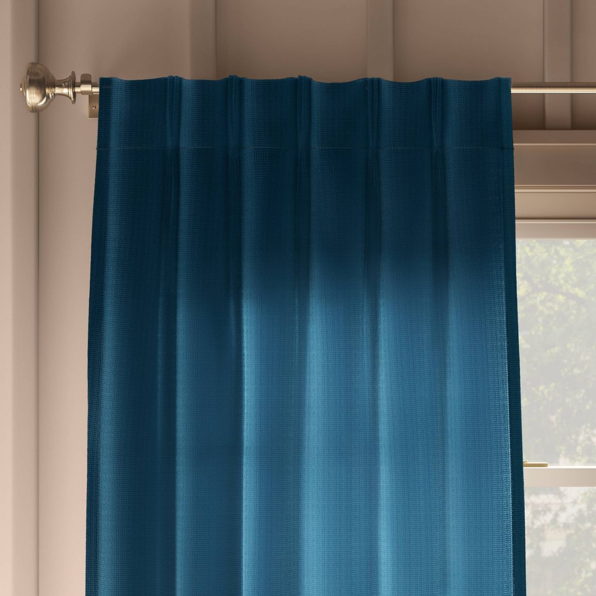 34"x95" Light Filtering Pebble Satin Curtain Panel with Pinch Pleat Constellation Blue - Threshold™: Traditional Indoor Decor