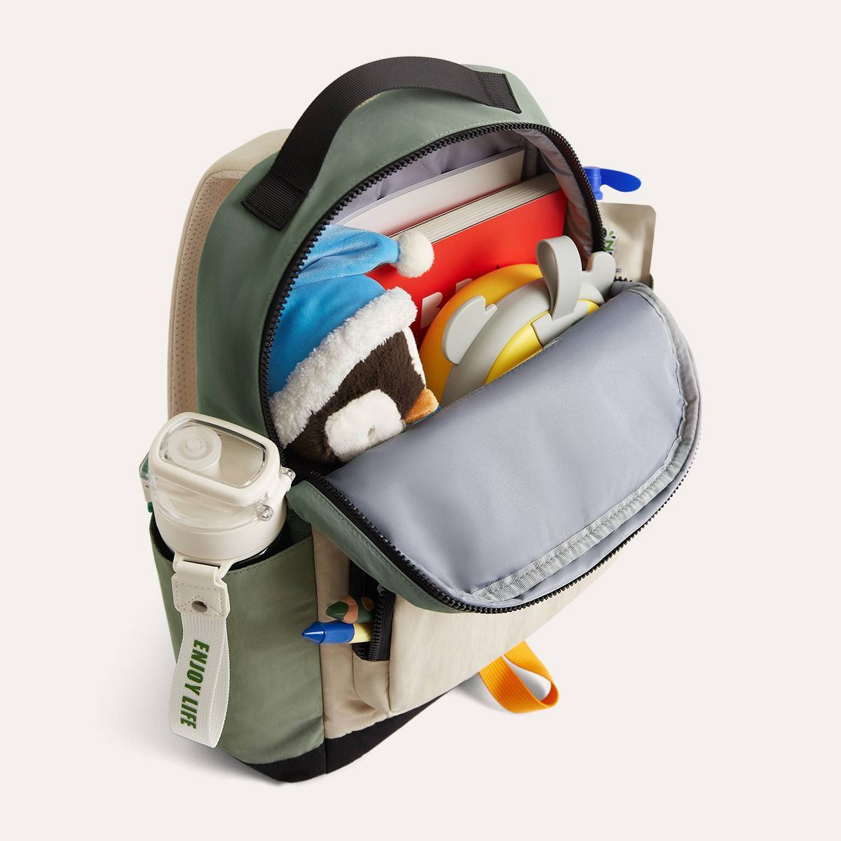 Bagsmart Kids' 14L Walker Featherlight Color Block Kids Backpack with Pencil Case - Celadon