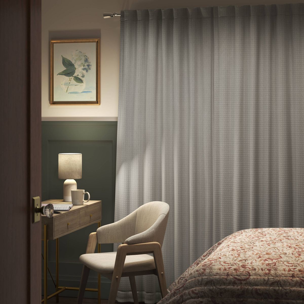 50"x84" Blackout Textured Plaid Curtain Panel Gray - Threshold™: Room Darkening, OEKO-TEX Certified, Indoor Use