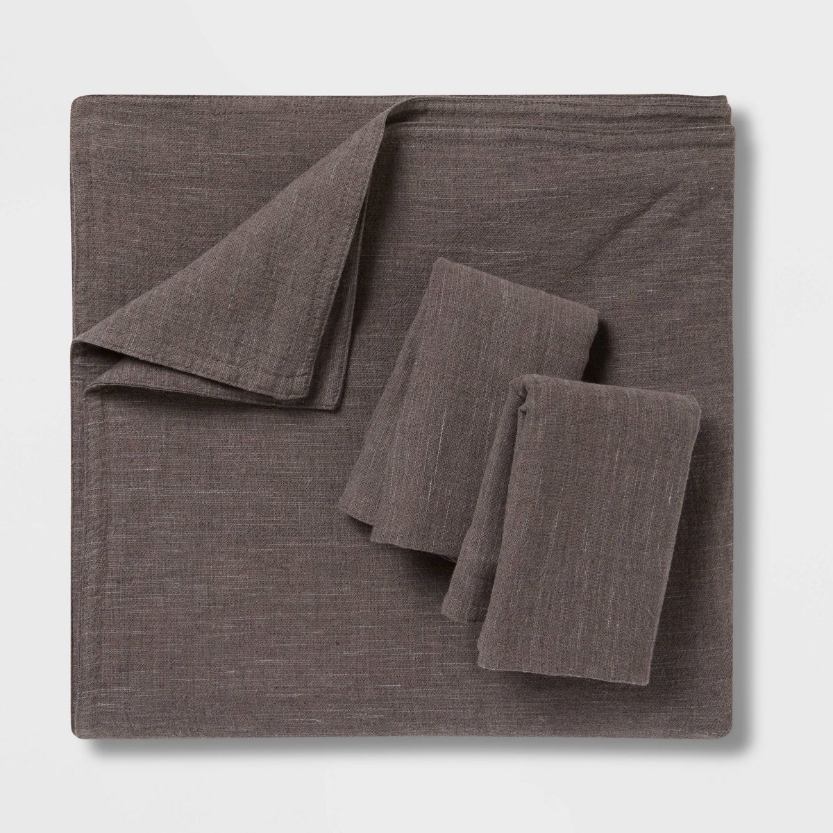 3pc Full/Queen Space Dyed Cotton Linen Duvet Cover & Sham Set Dark Gray - Threshold: Woven Texture, OEKO-TEX Certified