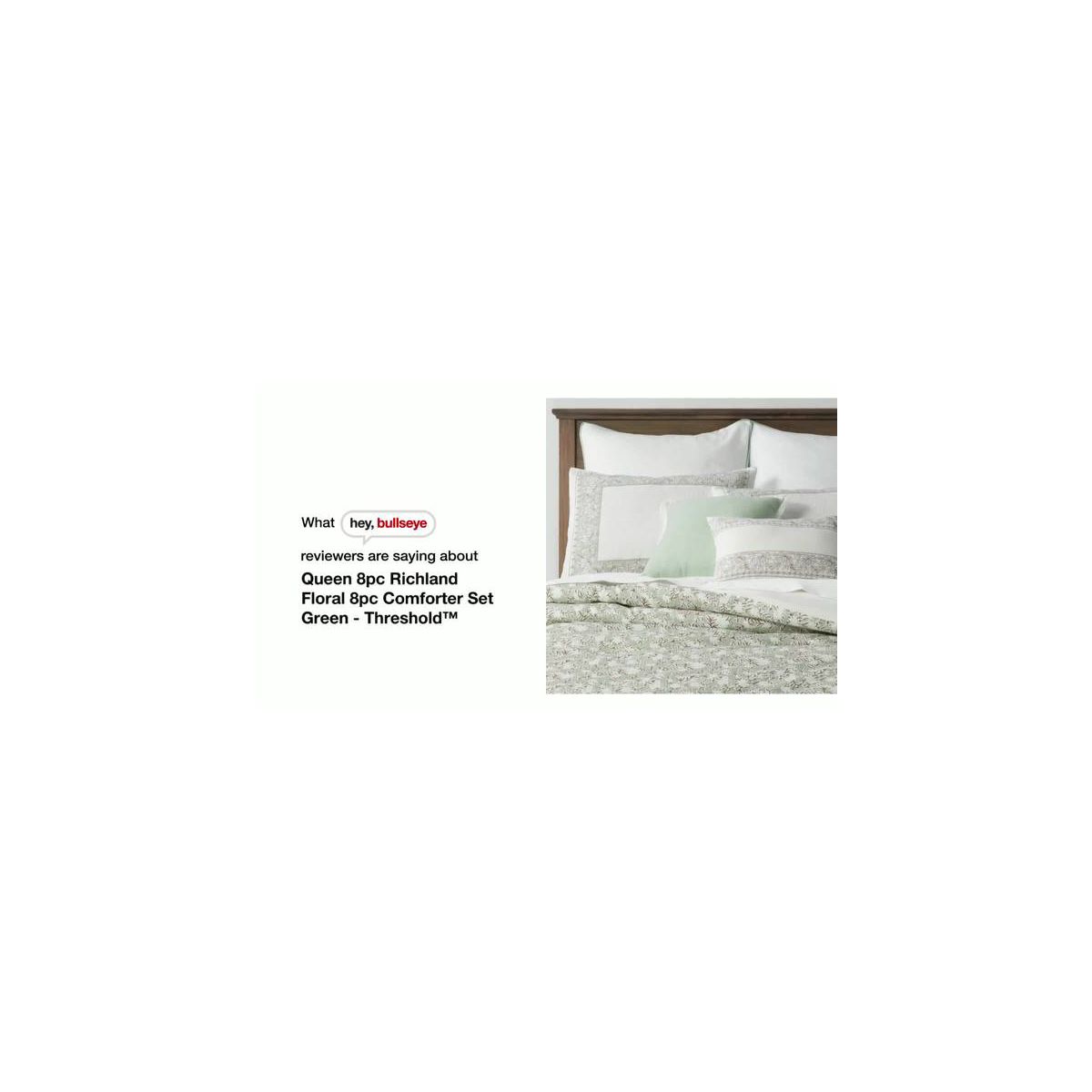 8pc Queen Printed Floral with Border 8pc Comforter Set Green - Threshold™: Cotton Blend, Percale Weave, OEKO-TEX Certified