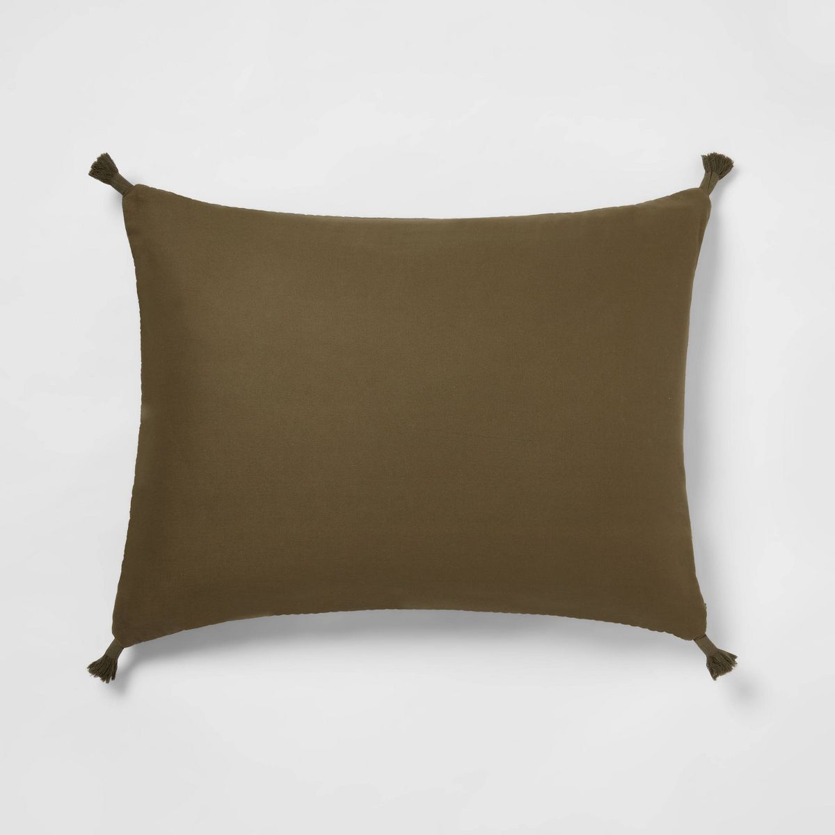 King Double Cloth Quilt Sham Olive - Threshold™: Cotton & Polyester, Jacquard Weave, Zipper Closure, No Flange