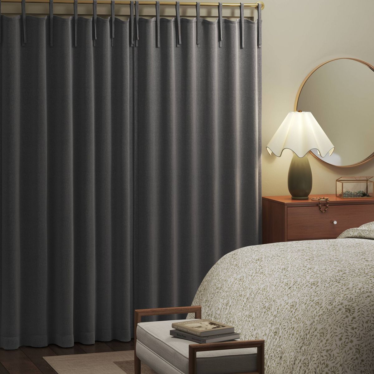 50"x84" Blackout Aruba Tie-Top Curtain Panel Charcoal - Threshold™