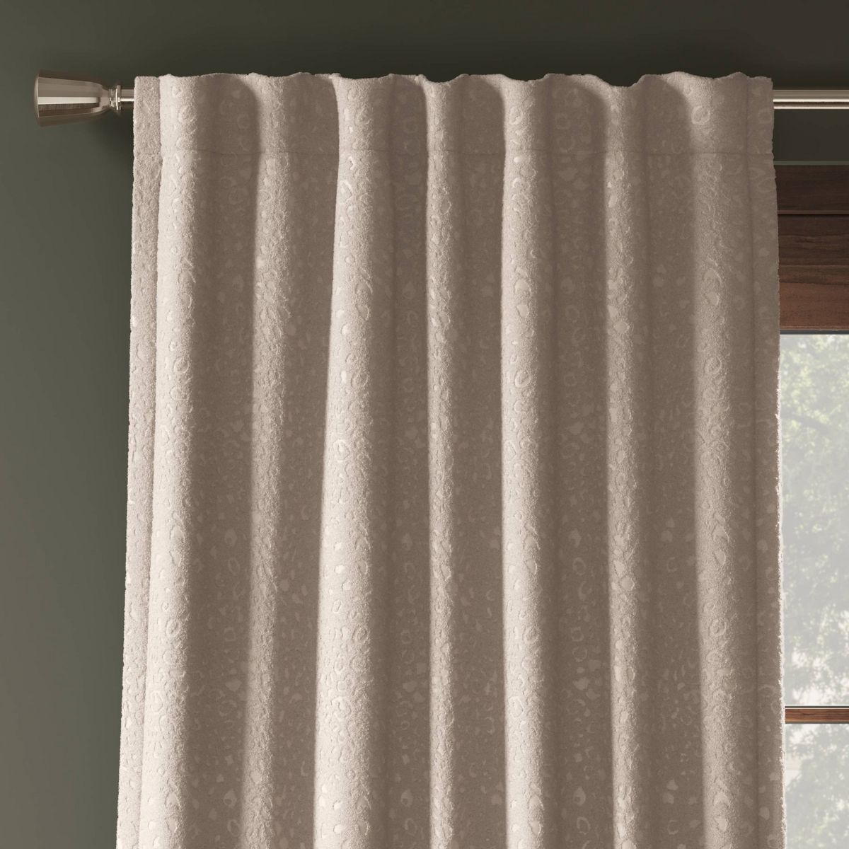 50"x63" Blackout Embossed Velvet Curtain Panel Brown - Threshold™: UV Protection, Recycled Polyester, Tiger Print