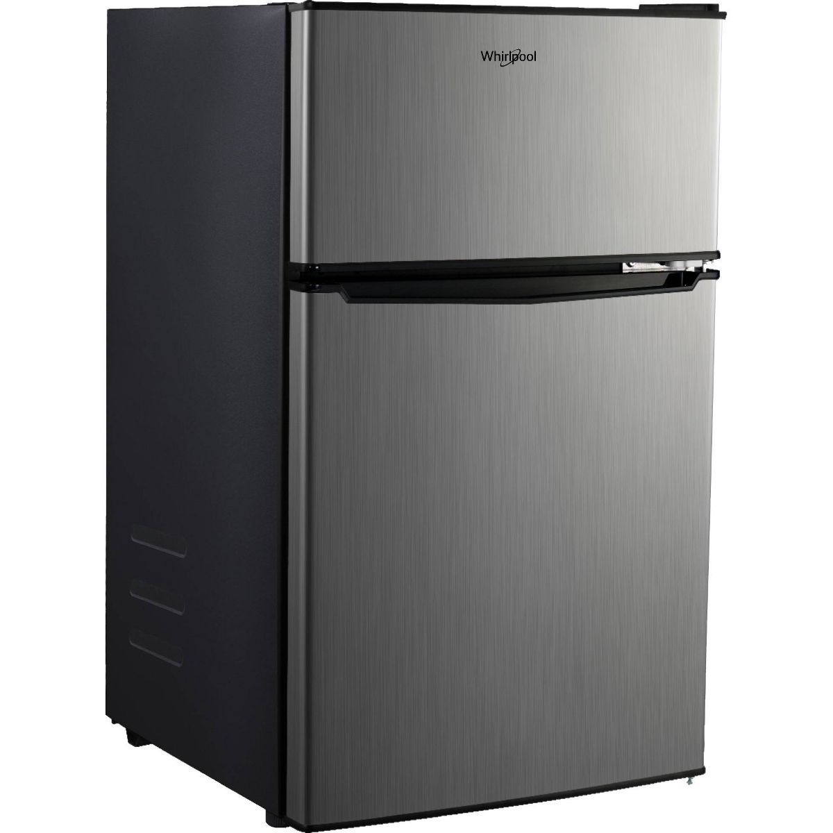 Whirlpool 3.1 cu ft Mini Refrigerator Stainless Steel WH31S1E: Energy Star Certified Dorm Fridge, Reversible Door, 2 Shelves