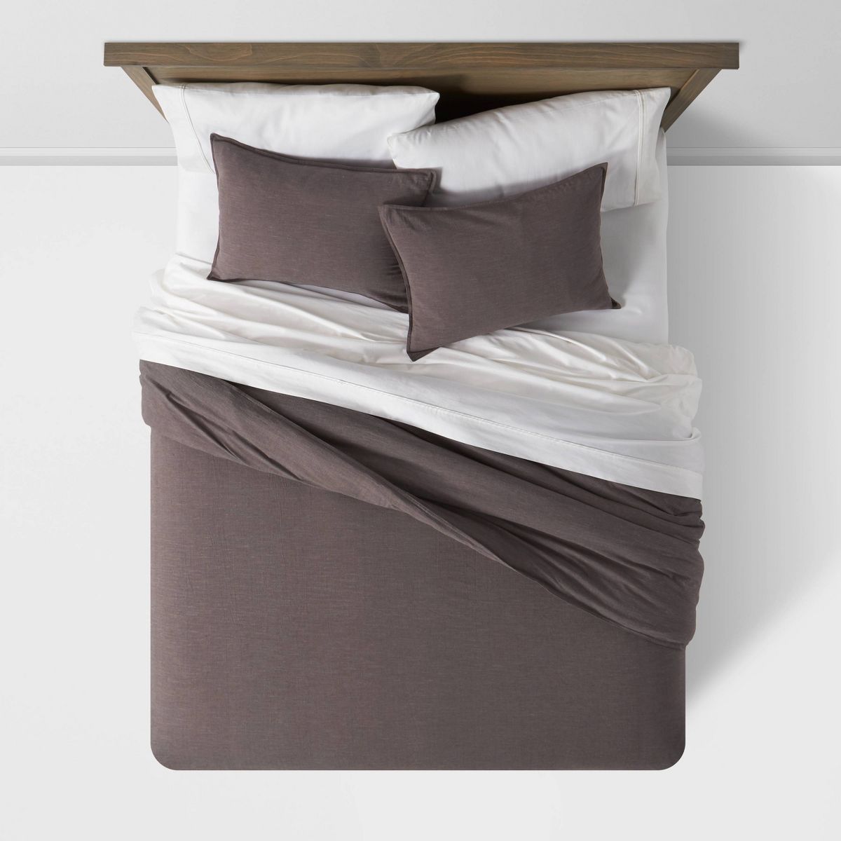 3pc Full/Queen Space Dyed Cotton Linen Duvet Cover & Sham Set Dark Gray - Threshold: Woven Texture, OEKO-TEX Certified