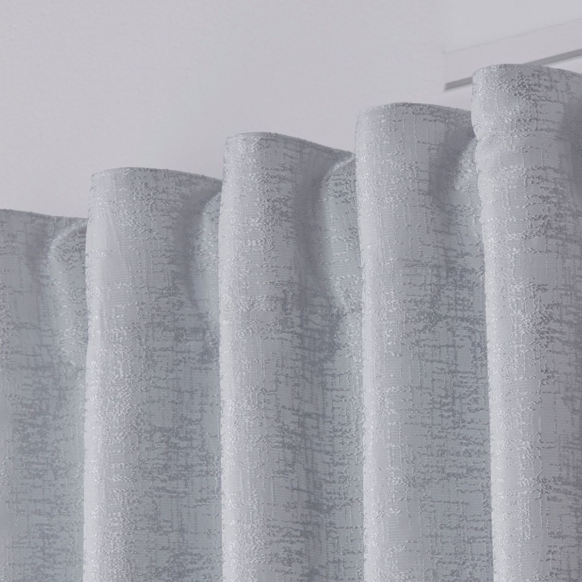 EXCLUSIVE HOME Zeus Solid Textured Jacquard Blackout Hidden Tab/Rod Pocket Curtain Panel Pair, 52"x108", Winter White