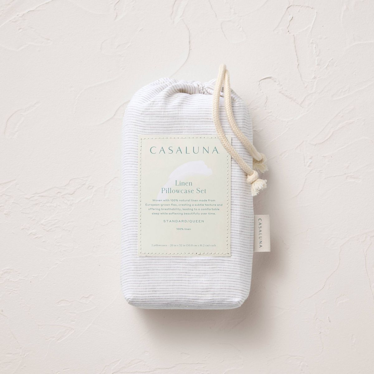 King 100% Linen Pillowcases Gray Micro Striped - Casaluna™