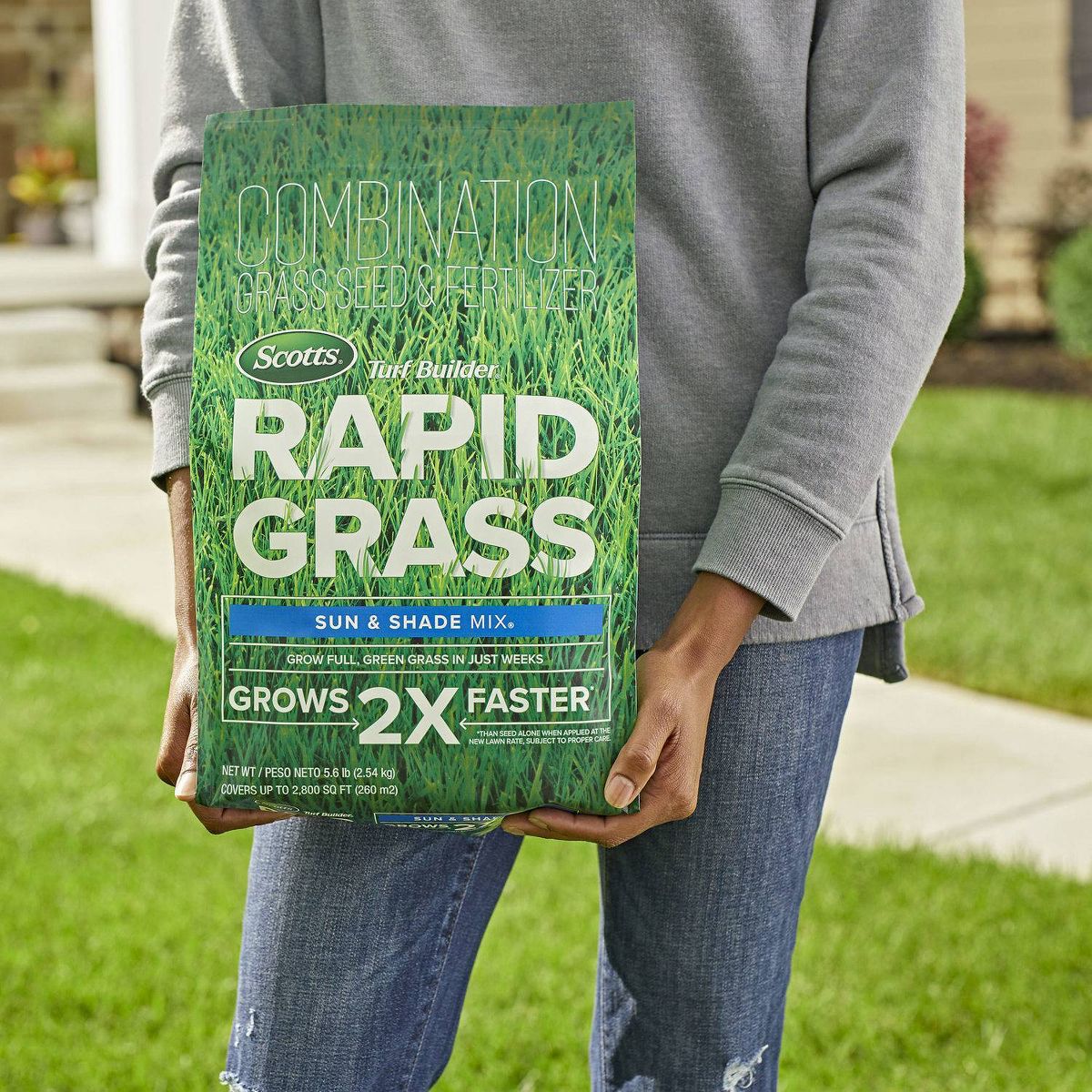 Scotts Turf Builder Rapid Grass Seed Sun & Shade Mix - 5.6lb: Quick Germination, Lawn Fertilizer, Covers 2800 sq ft
