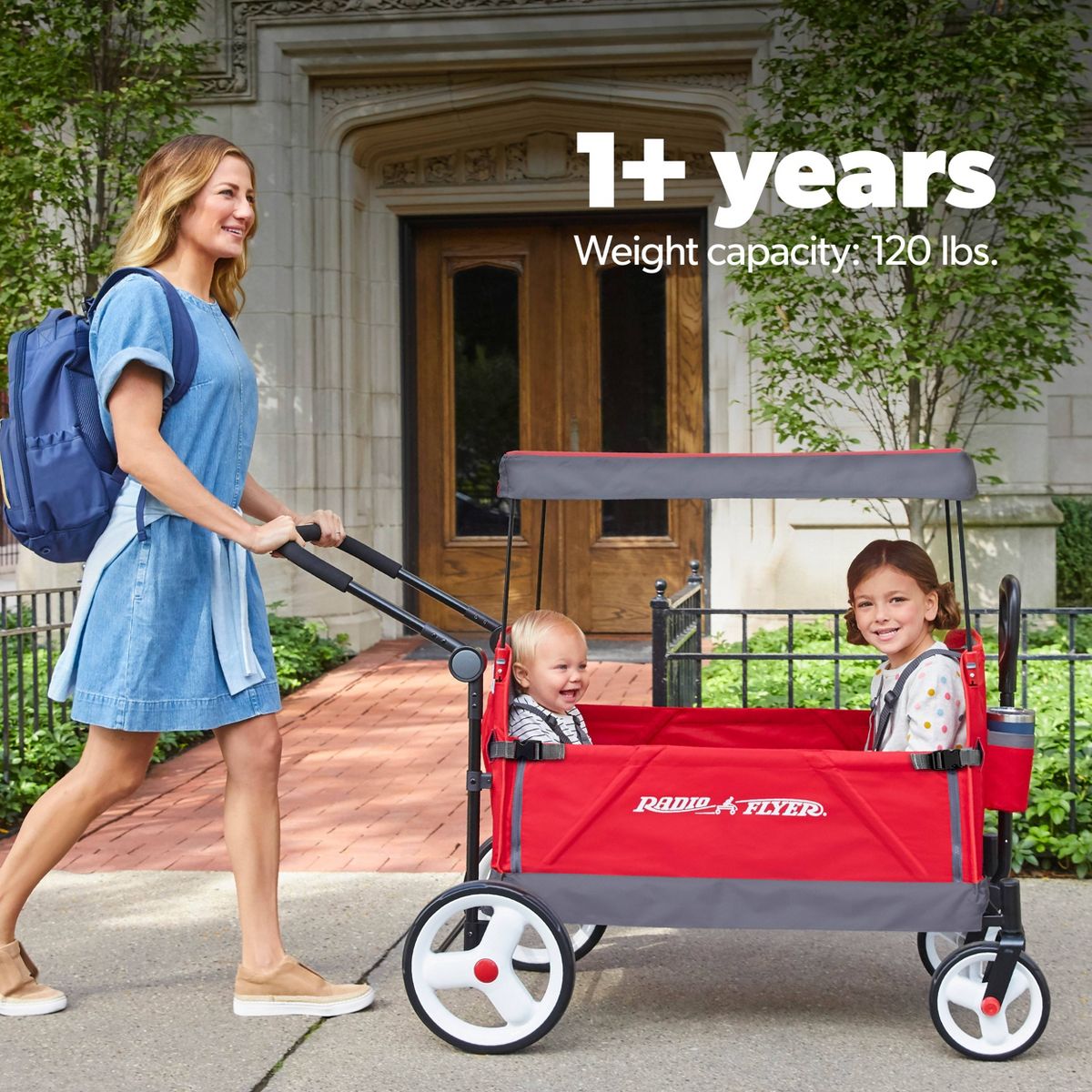 Radio Flyer Convertible Kid & Cargo Stroller Wagon with Canopy: Steel & Plastic Frame