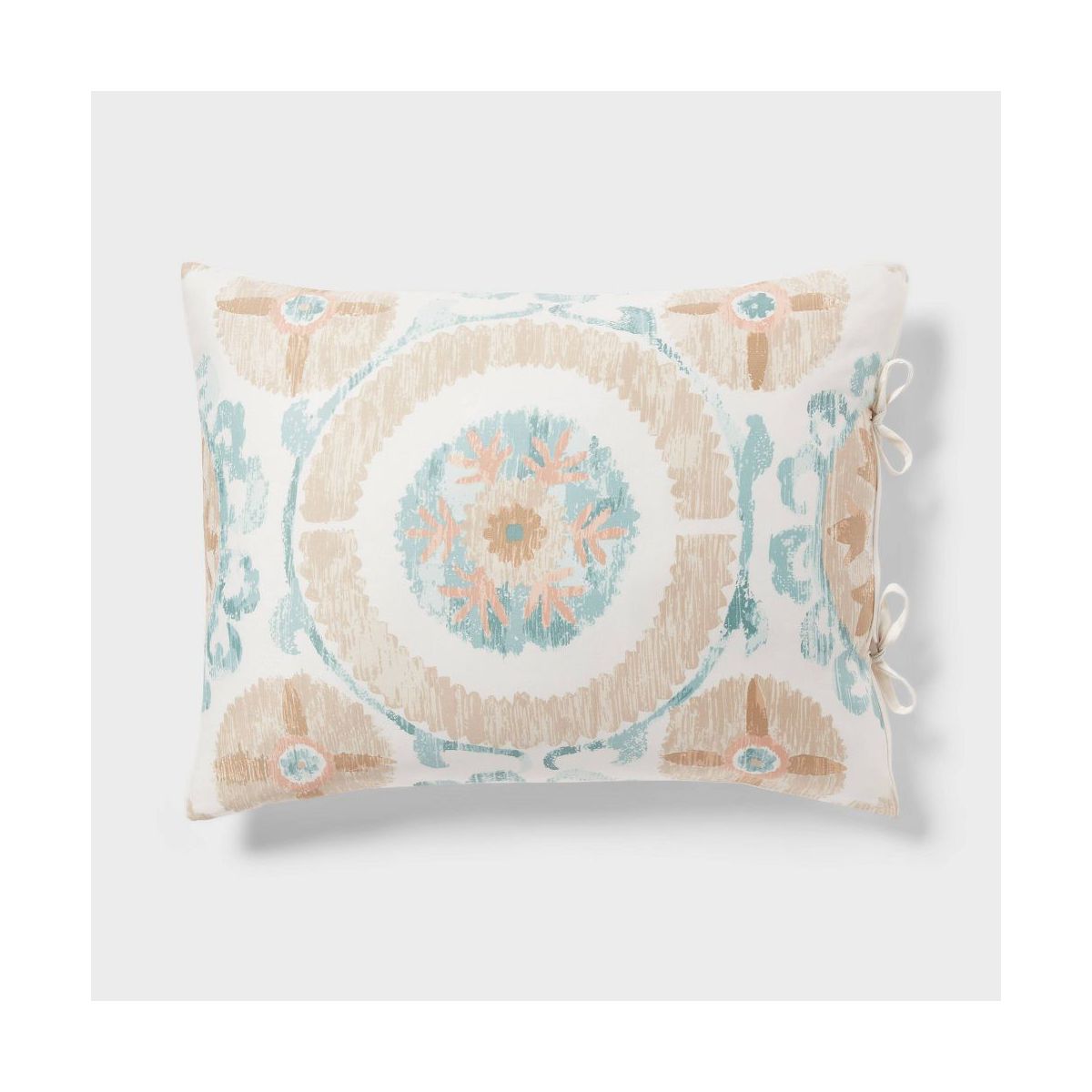 King Suzani Print Duvet Cover and Sham Set Ivory/Light Teal Blue - Threshold: Cotton Sateen OEKO-TEX Certified Zippered
