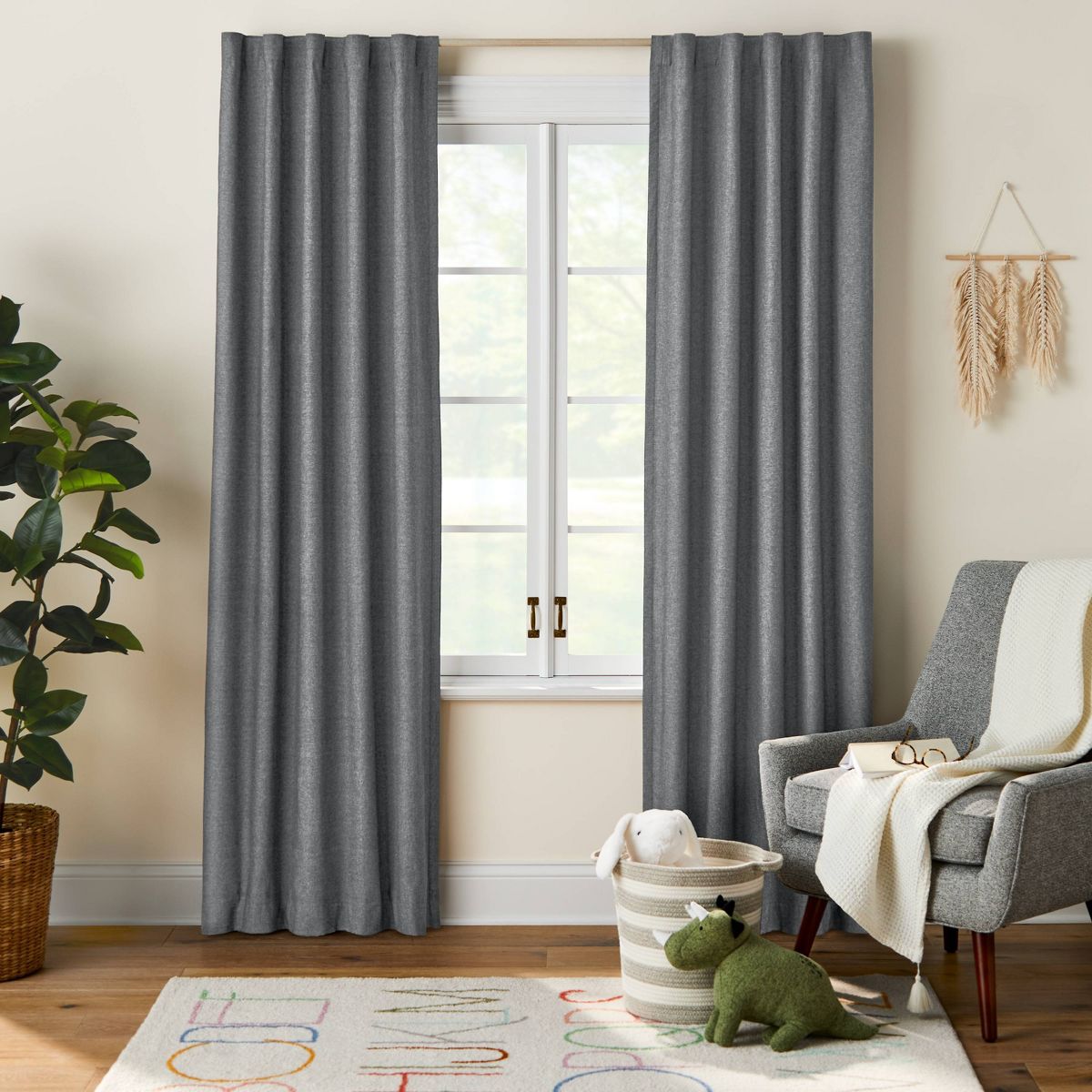 84" Blackout Chambray Cotton Kids' Panel Black - Pillowfort™