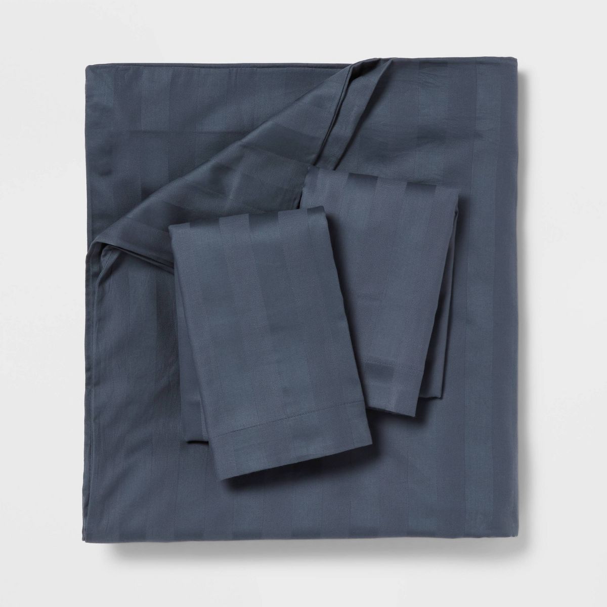 3pc King Luxe Striped Damask Duvet Cover and Sham Set Dark Teal Blue - Threshold™: Cotton, 300 Thread Count, OEKO-TEX Certified