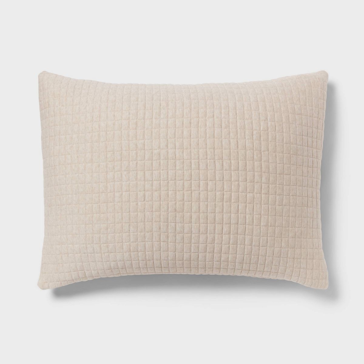 Standard Jersey Quilt Sham Oatmeal - Threshold™: Cotton Knitted, Check Jacquard Design, Machine Washable