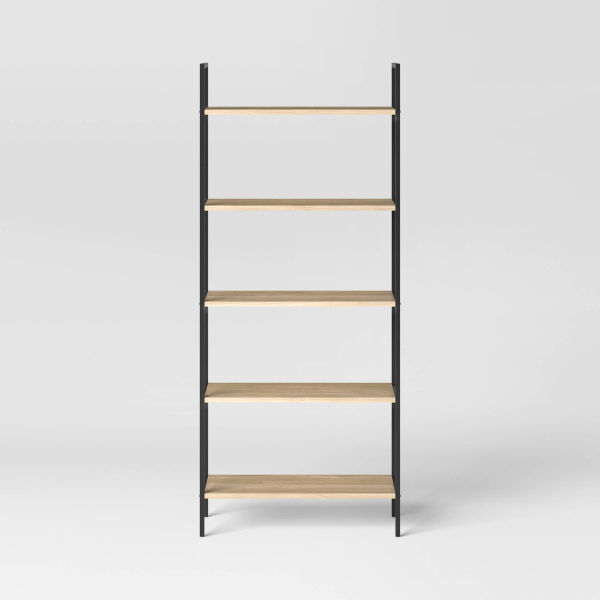 72" Loring 5 Shelf Ladder Bookshelf Vintage Oak - Threshold™: Metal Frame, Open Back Design