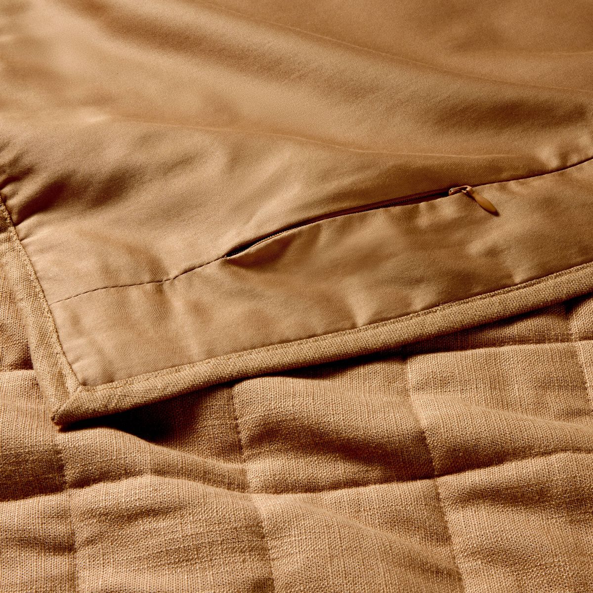 King Heavyweight Linen Blend Quilt Pillow Sham Warm Brown - Casaluna™: Zipper Closure, OEKO-TEX Certified, No Flange