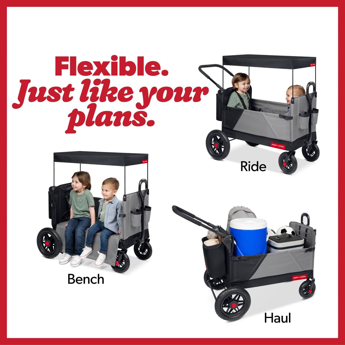 Radio Flyer Folding All Terrain Venture Kid and Cargo Stroller Wagon: Steel & Polyester Frame