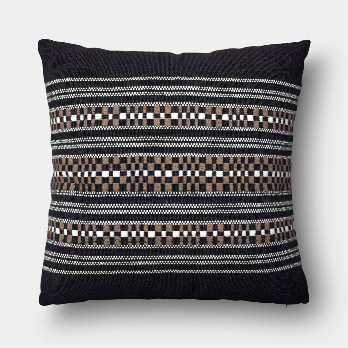 Oversized Square Woven Checkered Stripe Pillow Black/Neutral - Threshold™