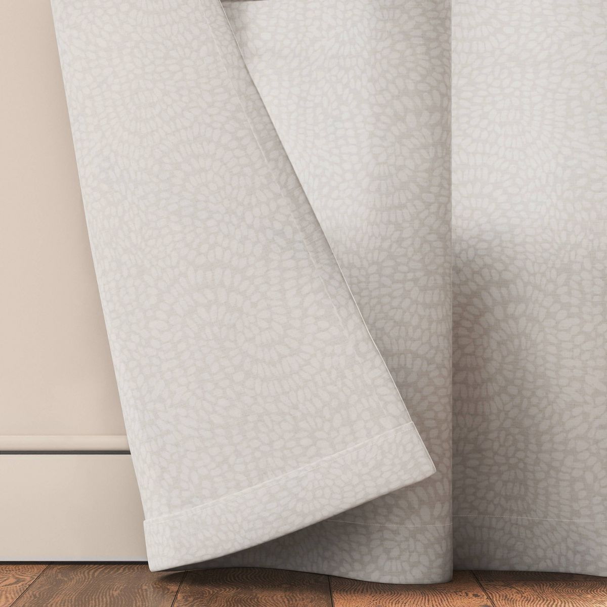54"x84" Light Filtering Printed Farrah Curtain Panel Off White - Threshold™: Botanical Floral, UV Protection, OEKO-TEX Certified