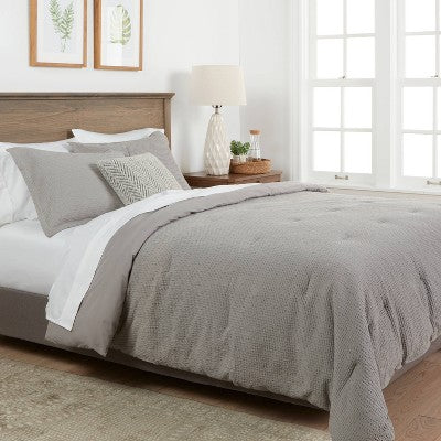Washed Waffle Weave Comforter and Sham Set - Threshold: OEKO-TEX