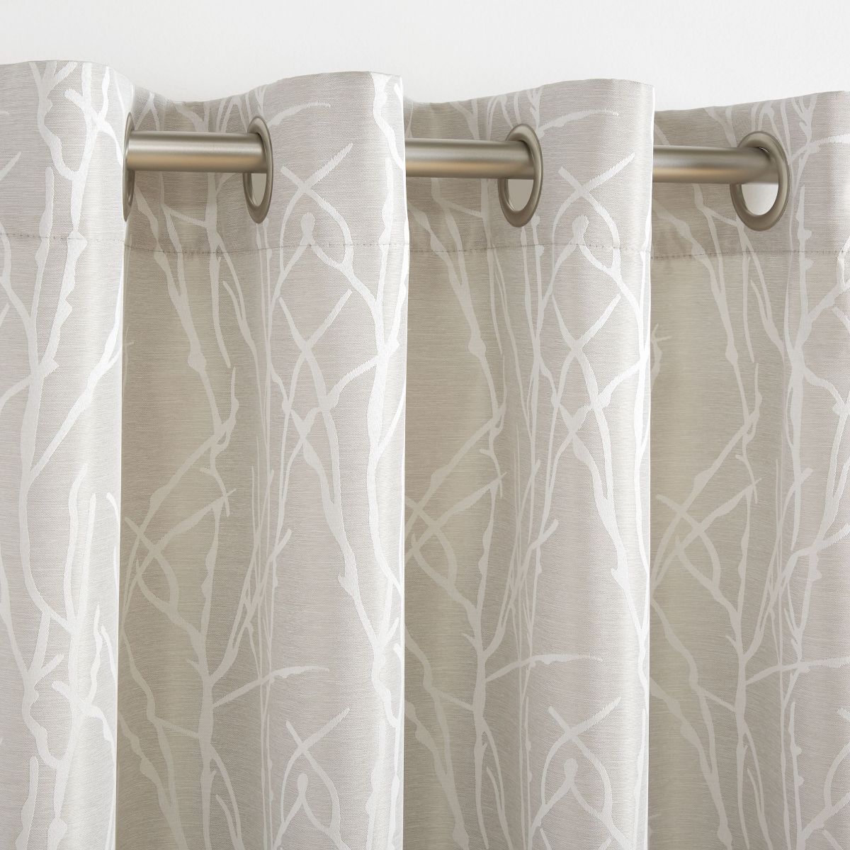 EXCLUSIVE HOME Finesse Branch Print Grommet Top Curtain Panel Pair, 54"x96", Dove Grey