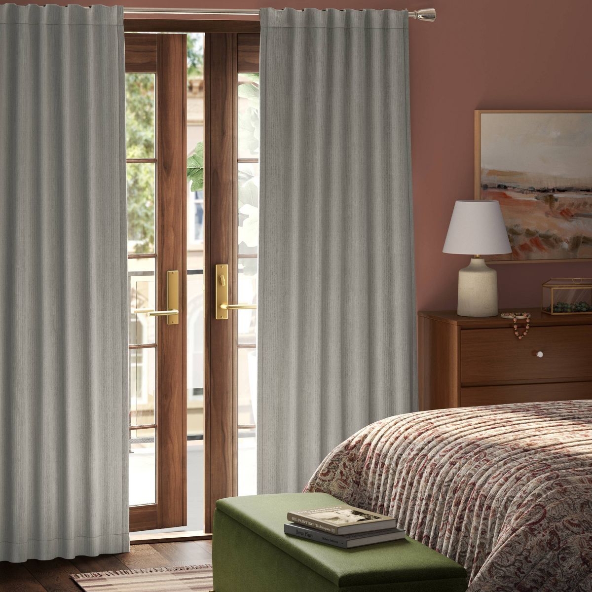 50"x84" Blackout Corded Ribbed Curtain Panel Gray - Threshold™: Woven Polyester, Stripe Pattern, OEKO-TEX Certified