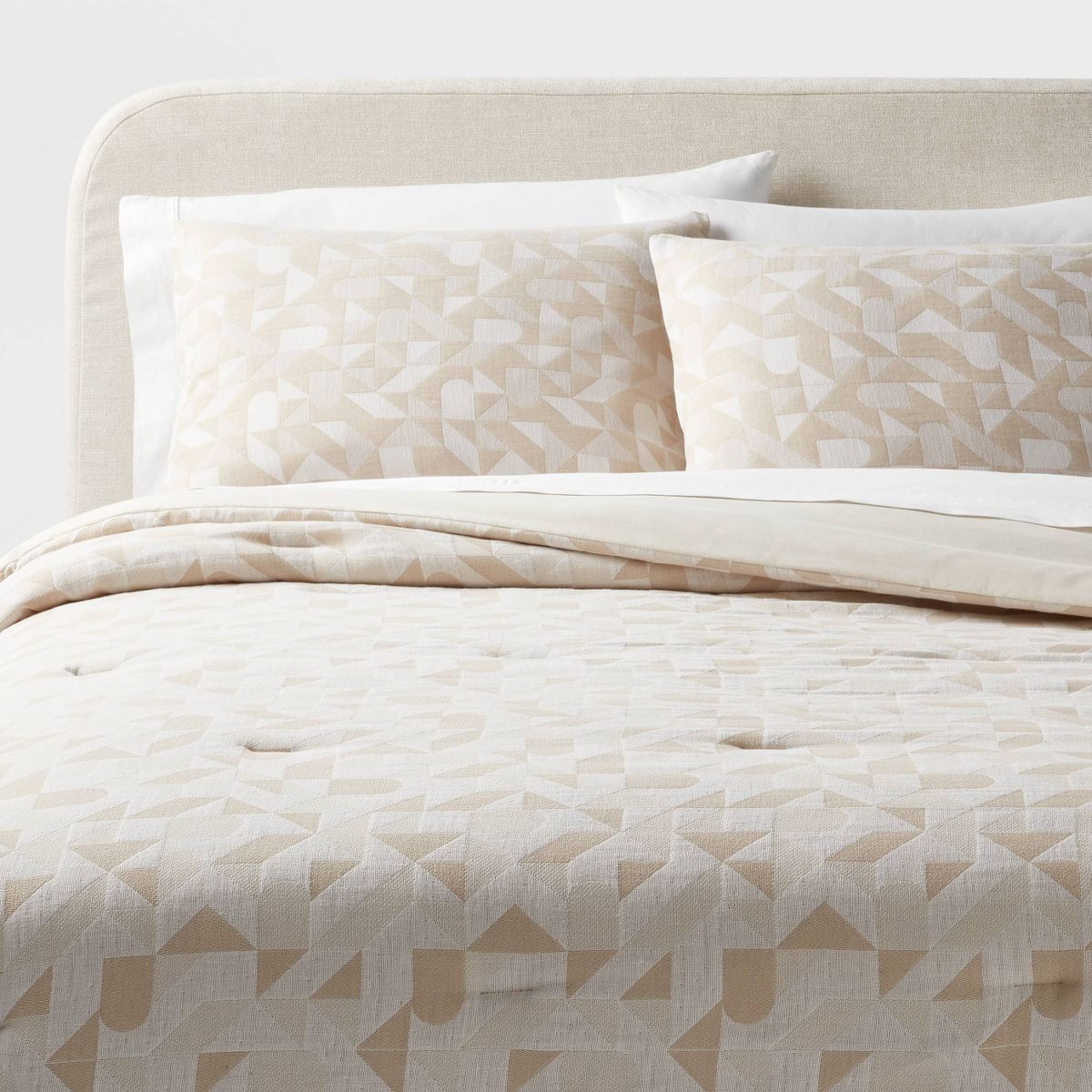 King Geo Matelasse Comforter and Sham Set Khaki/Ivory - Threshold™: Jacquard Woven Cotton Blend, Zipper Closure