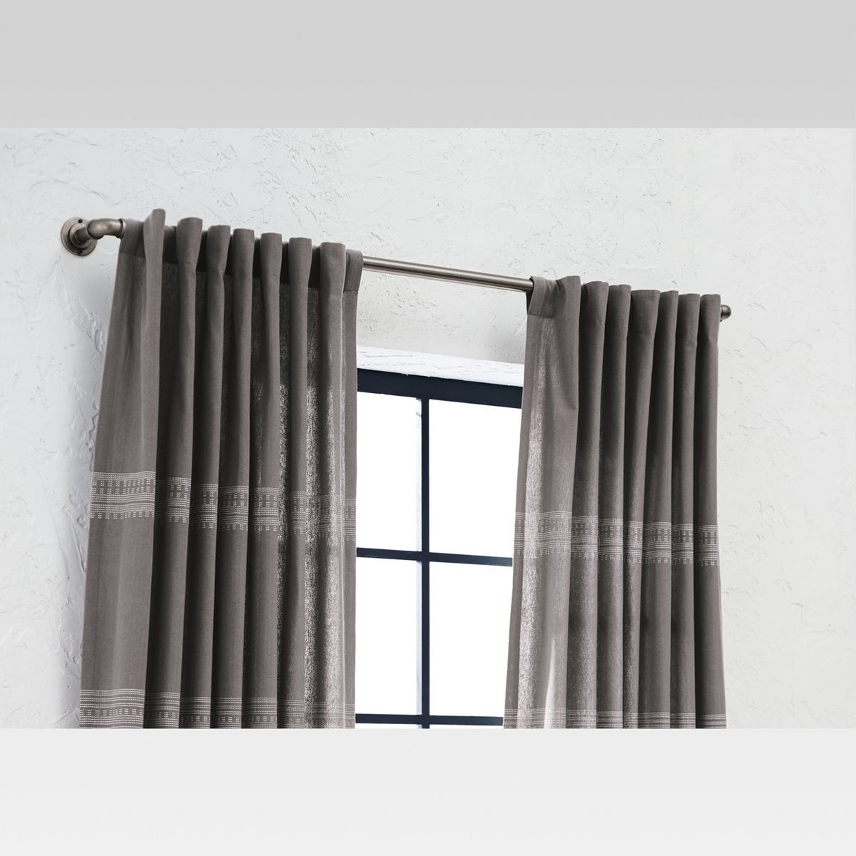 36"-66" Wraparound Pipe Curtain Rod Pewter - Threshold™: Adjustable Metal, Antique Finish, 30lb Capacity