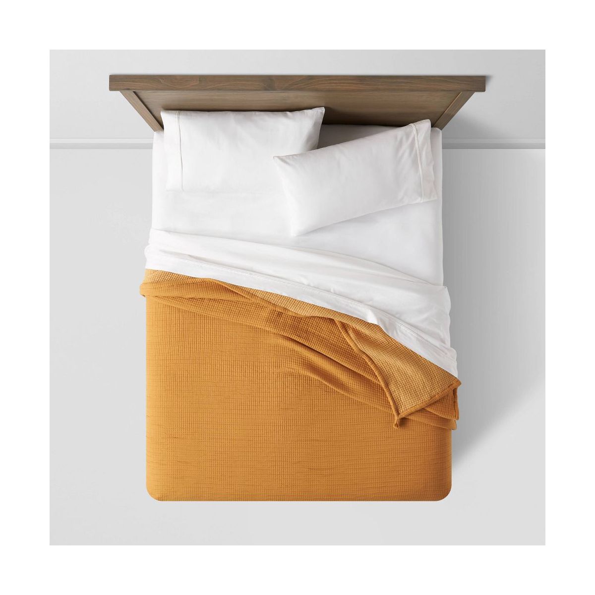 King Double Cloth Quilt Mustard - Threshold: OEKO-TEX Certified Jacquard Weave Cotton Blend Machine Washable