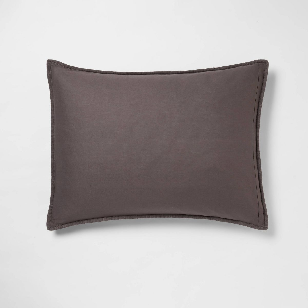 Standard Space Dyed Cotton Linen Sham Dark Gray - Threshold™: OEKO-TEX Certified, Woven Texture, Zipper Closure