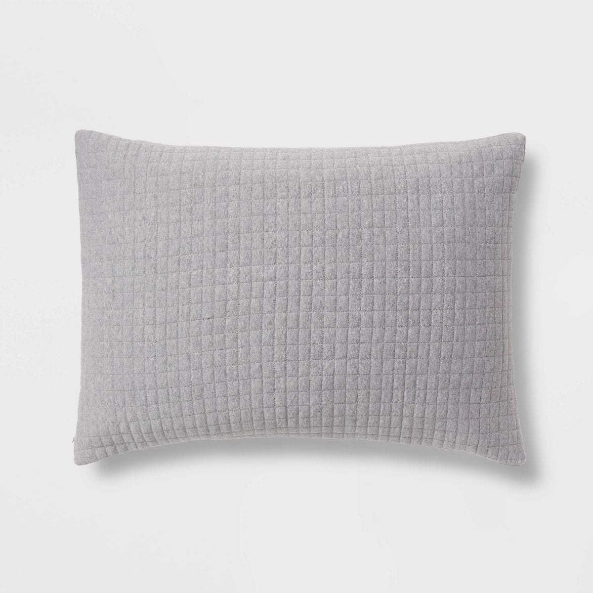 Standard Jersey Quilt Sham Heather Gray - Threshold™: Cotton Knitted, Machine Washable, No Flange Design