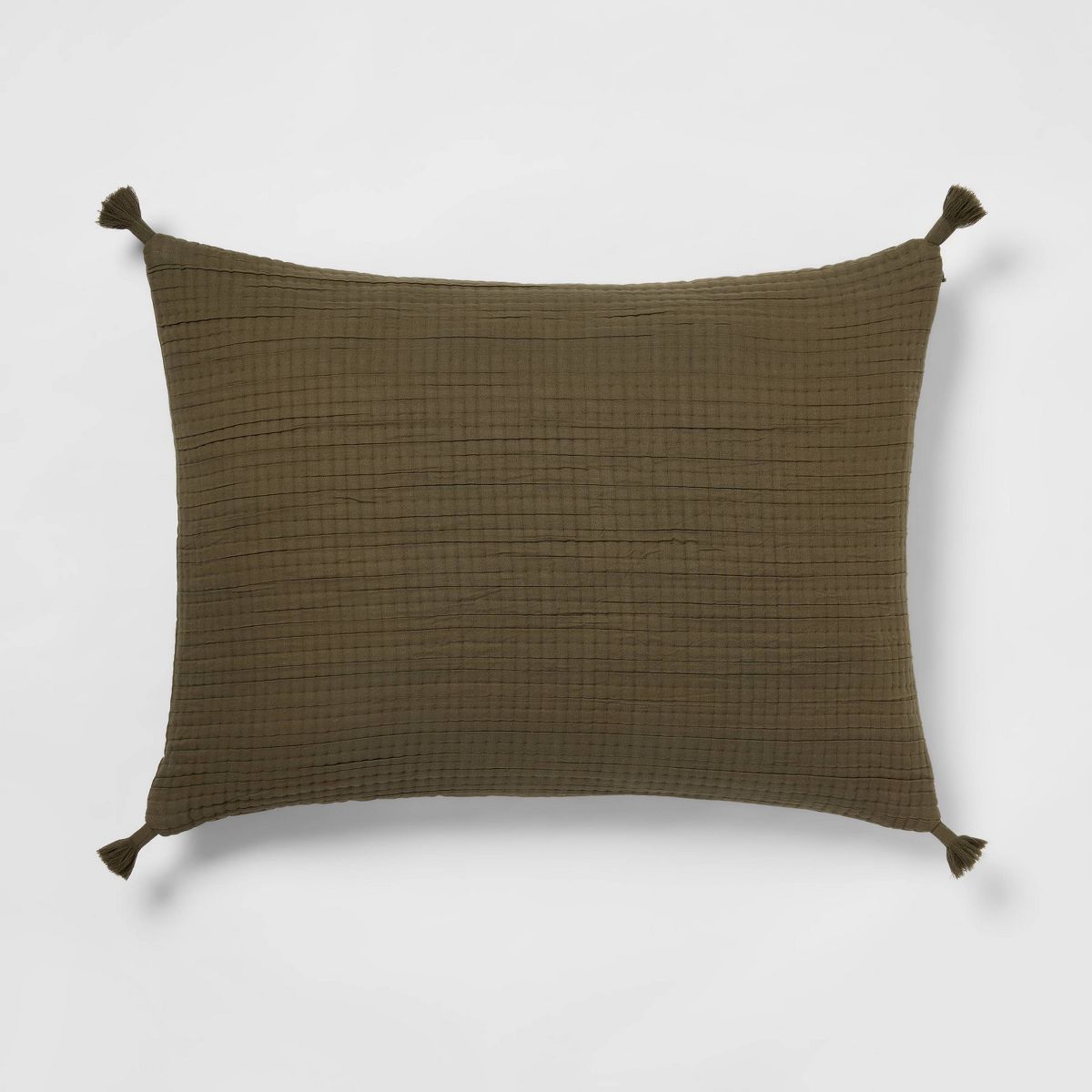 King Double Cloth Quilt Sham Olive - Threshold™: Cotton & Polyester, Jacquard Weave, Zipper Closure, No Flange