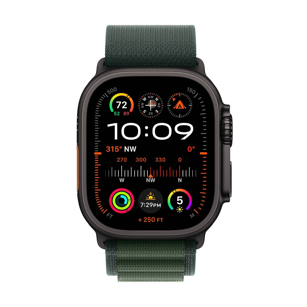 Apple Watch Ultra 2 GPS + Cellular 49mm Black Titanium Case with Dark Green Alpine Loop - Small