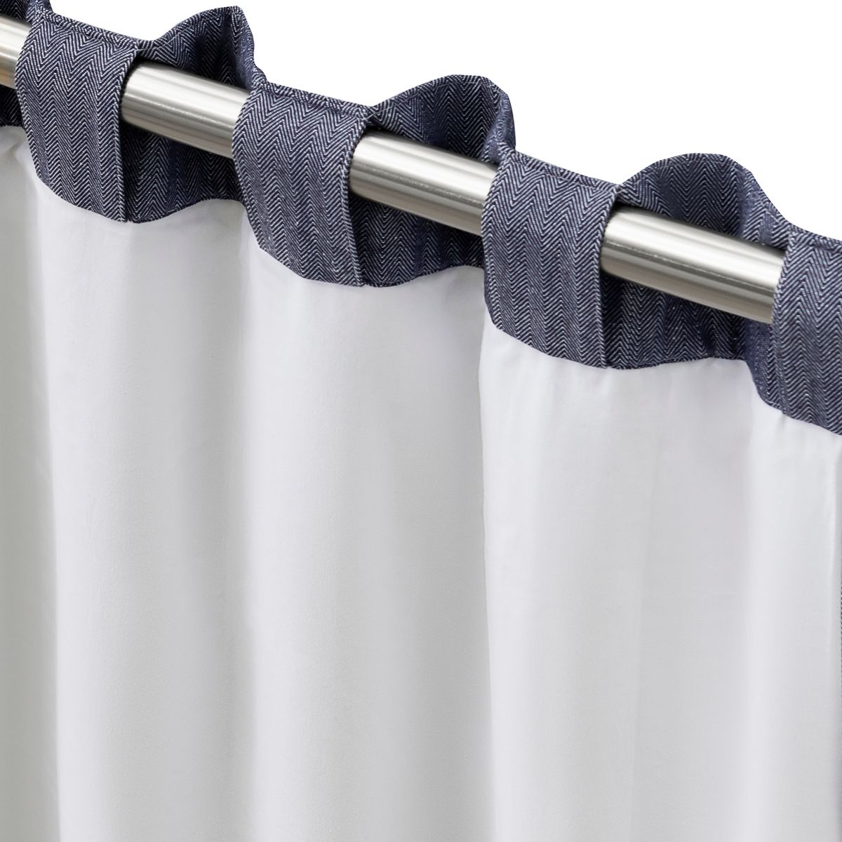 Chevron 80C/20P Sustainable Triple Lined Rod Pocket w/Back Tabs Panel 48x84 Navy